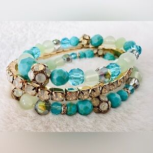 Turquoise Multi-Color Beaded Bracelets, Set of 3 - NWOT